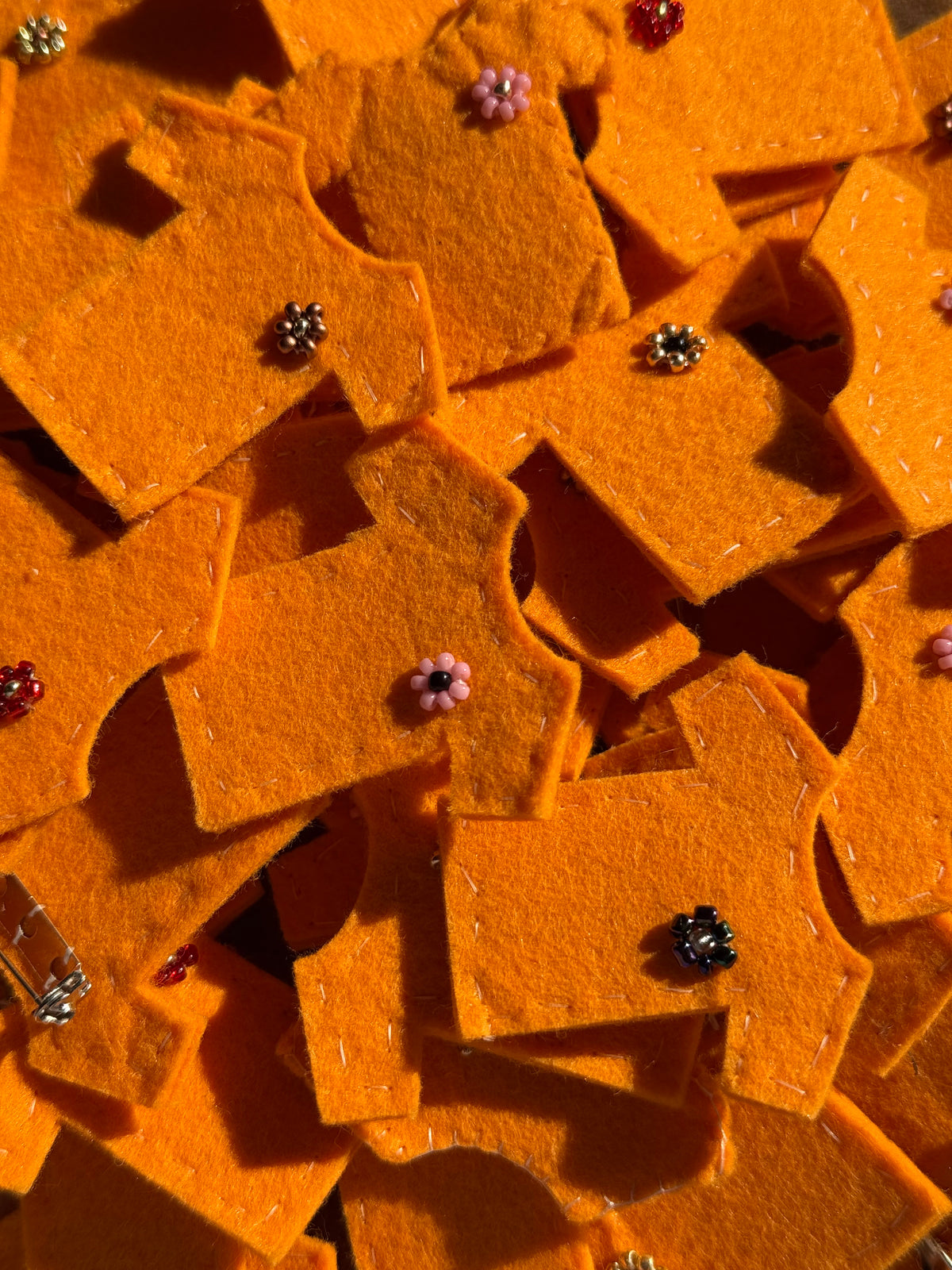 Orange Shirt Pins - Felt Beaded Floral