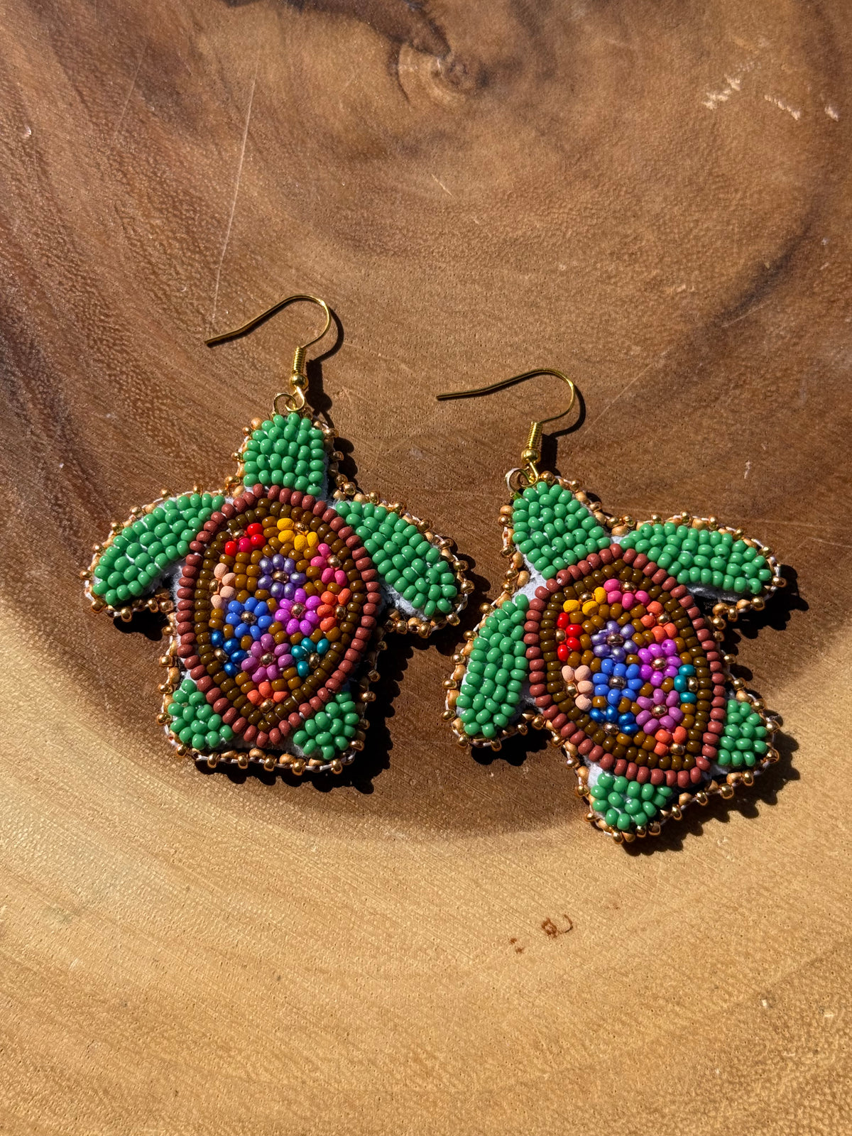 Floral Turtle Beaded Earrings by Chel & Bead Creations