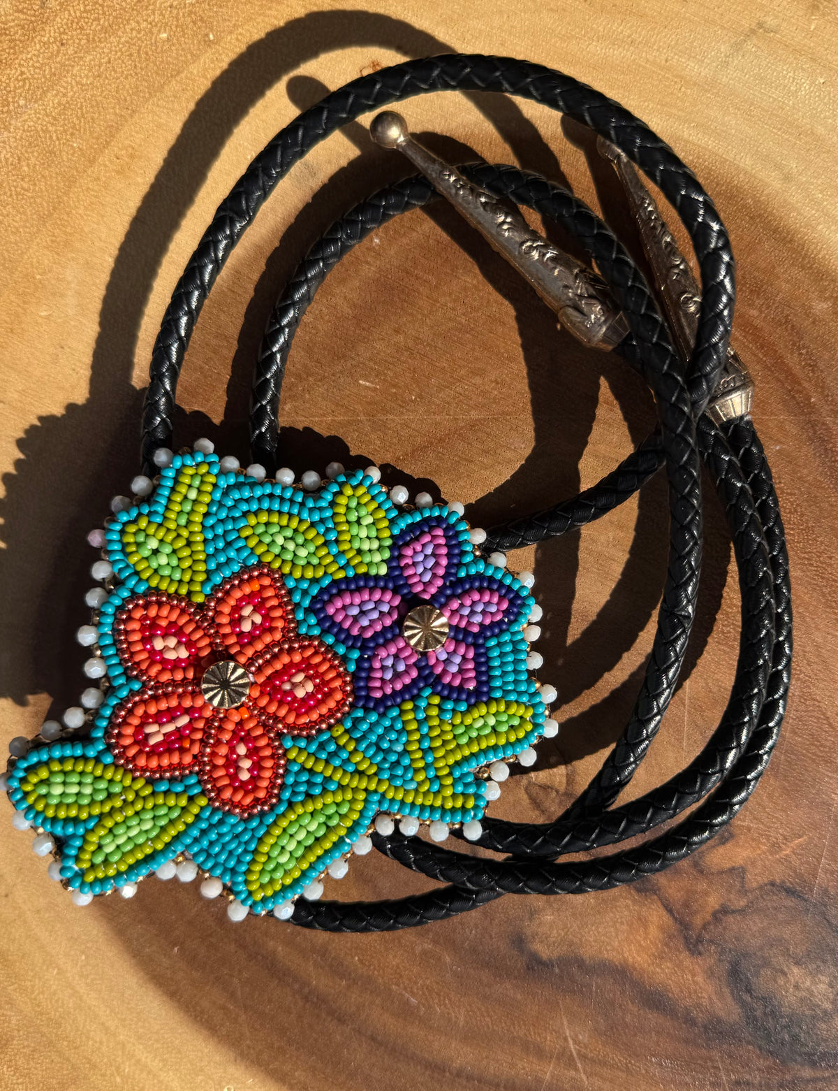 Beaded Floral Bolo Tie by Chel & Bead Creations