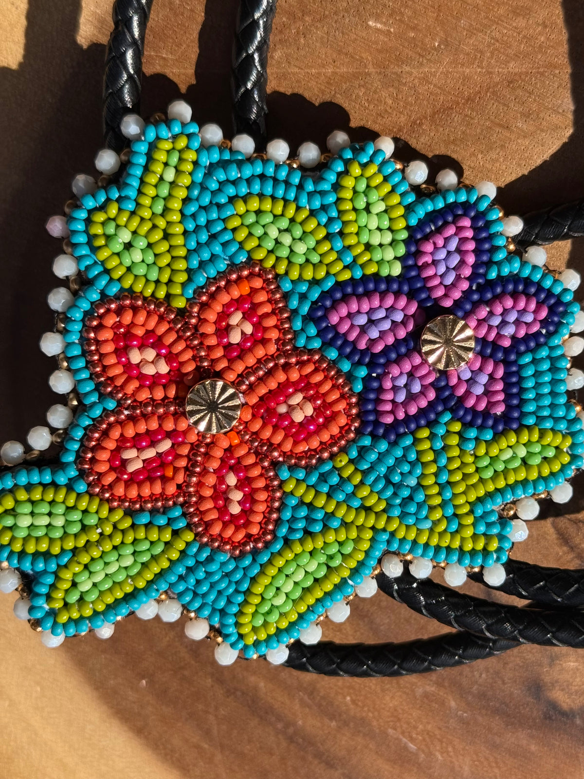 Beaded Floral Bolo Tie by Chel & Bead Creations
