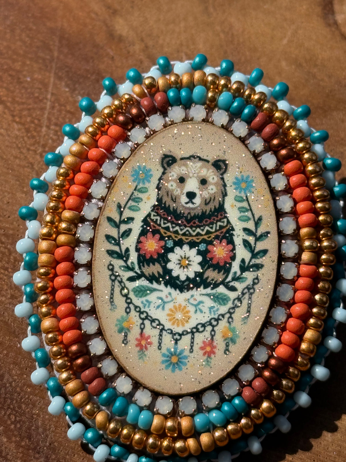 Floral Bear Beaded Earrings by Chel & Bead Creations