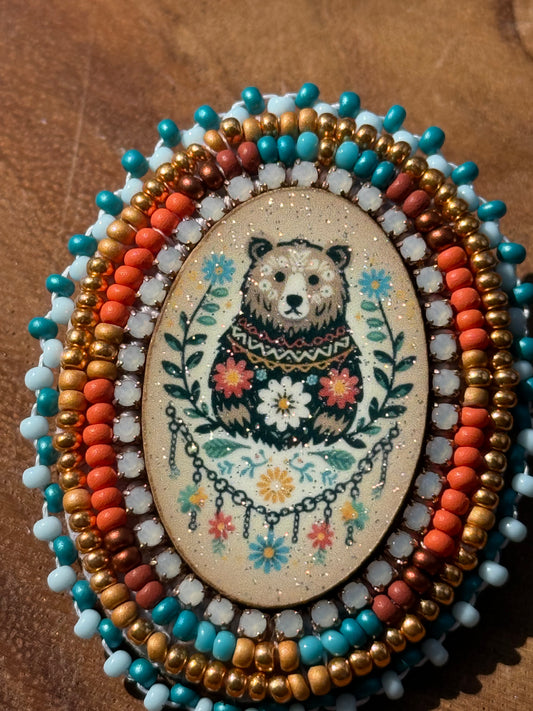 Floral Bear Beaded Earrings by Chel & Bead Creations
