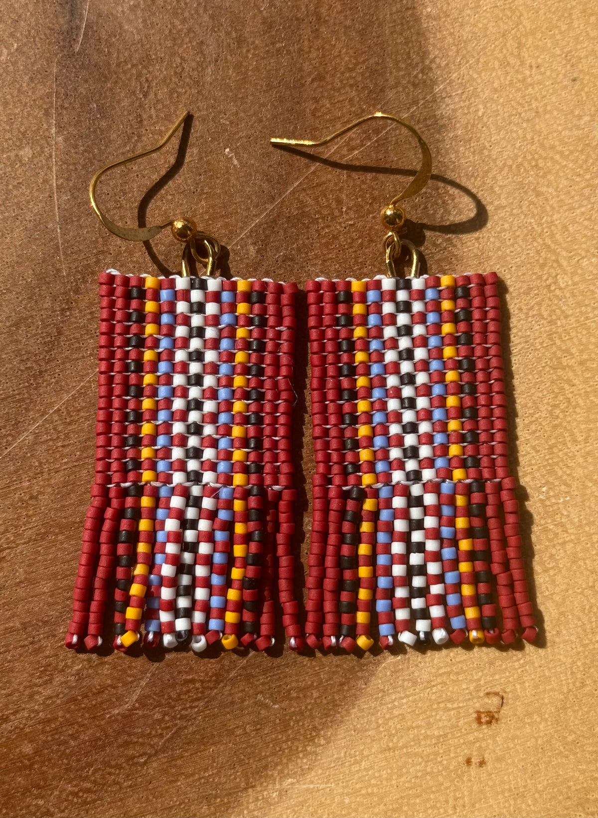 Métis Sash Beaded Fringe Earrings by La Vaalii Rivyeer Roozh