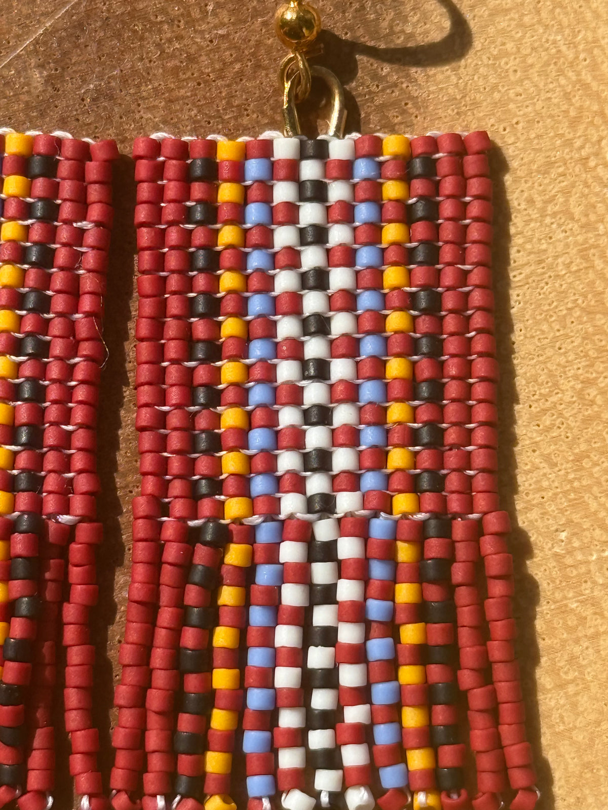 Métis Sash Beaded Fringe Earrings by La Vaalii Rivyeer Roozh