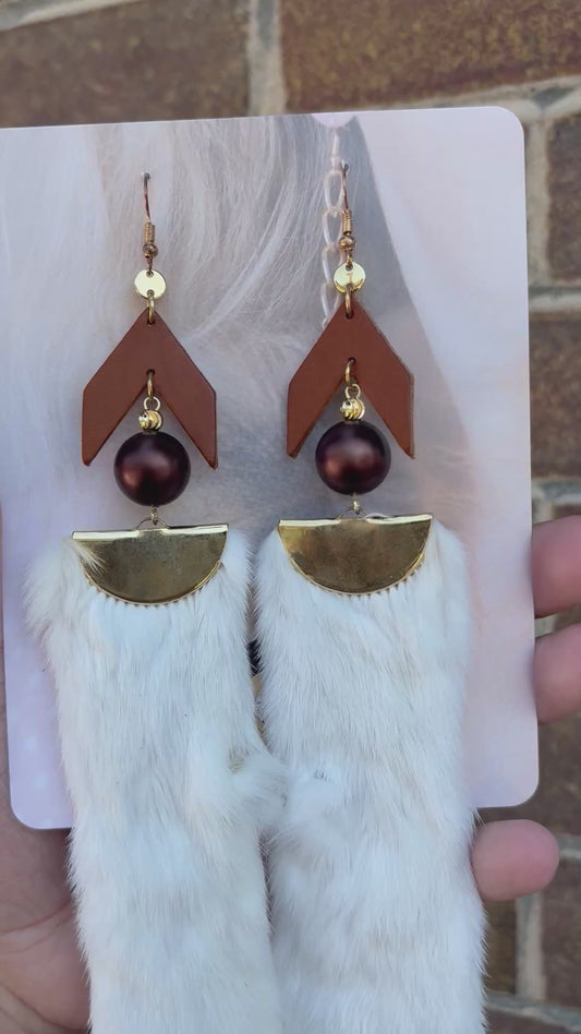 Leather and Ermine Earrings