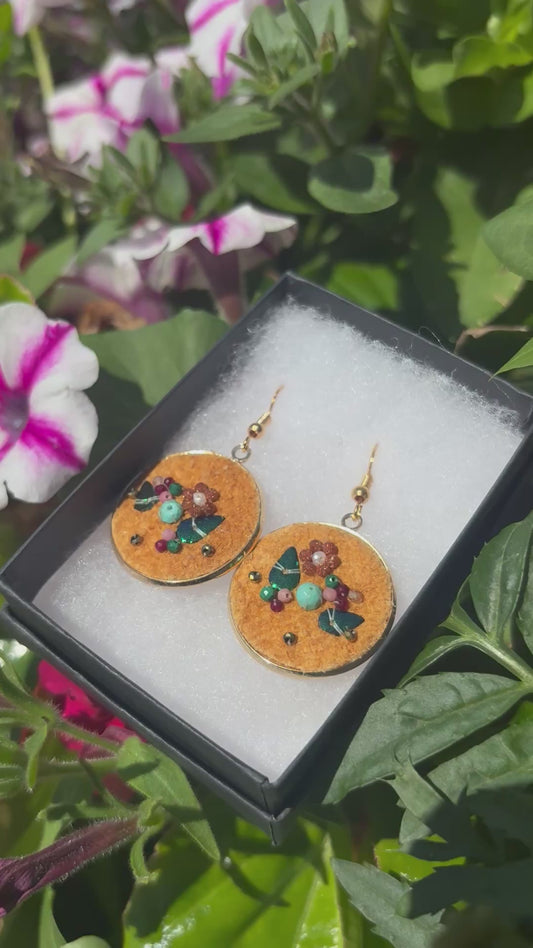 Beaded Home Tanned Moose Hide  Earrings