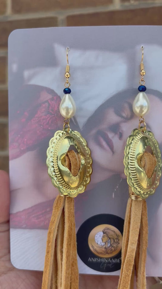 Concho Moose Hide Earrings