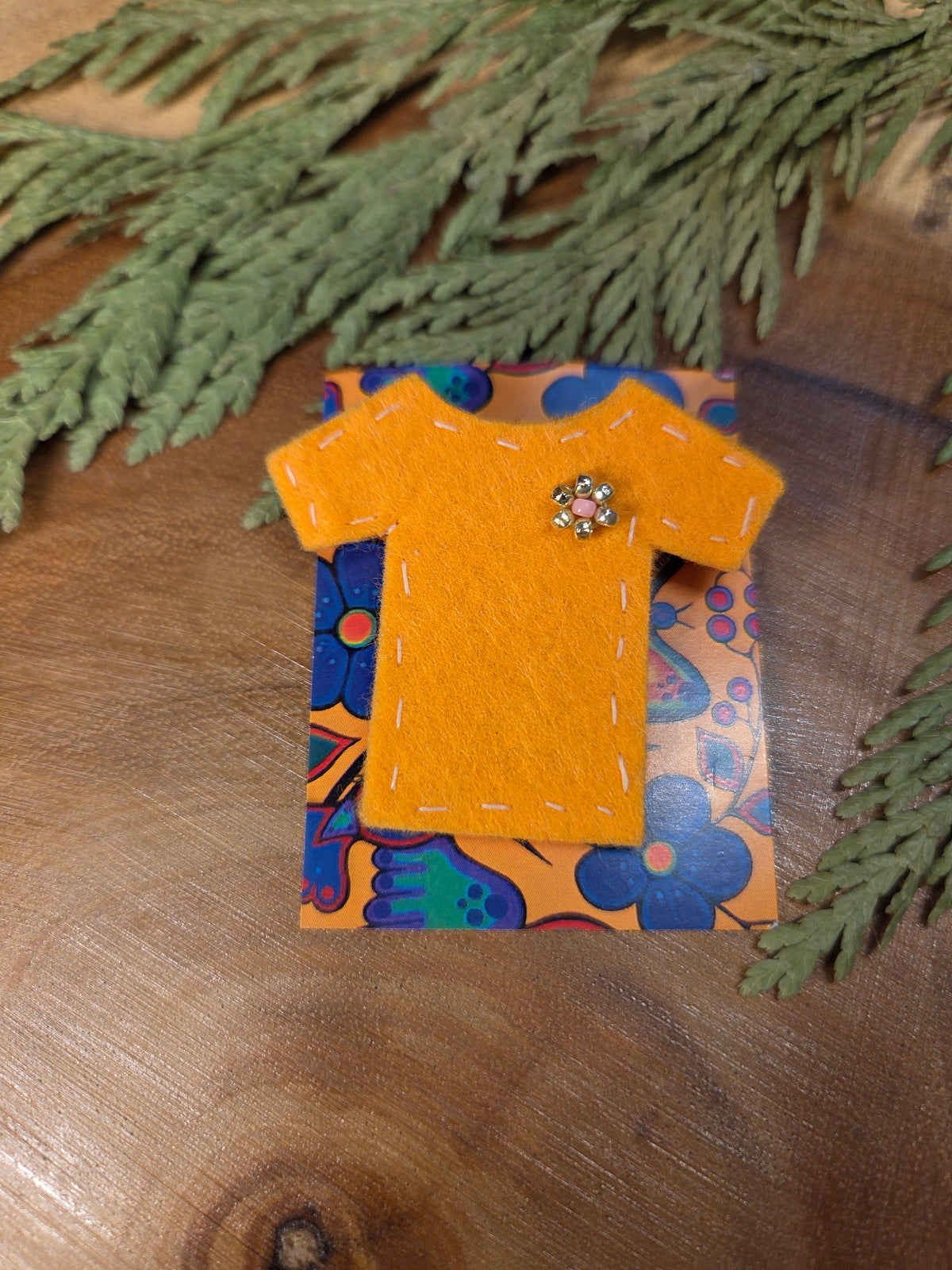Orange Shirt Pins - Felt Beaded Floral