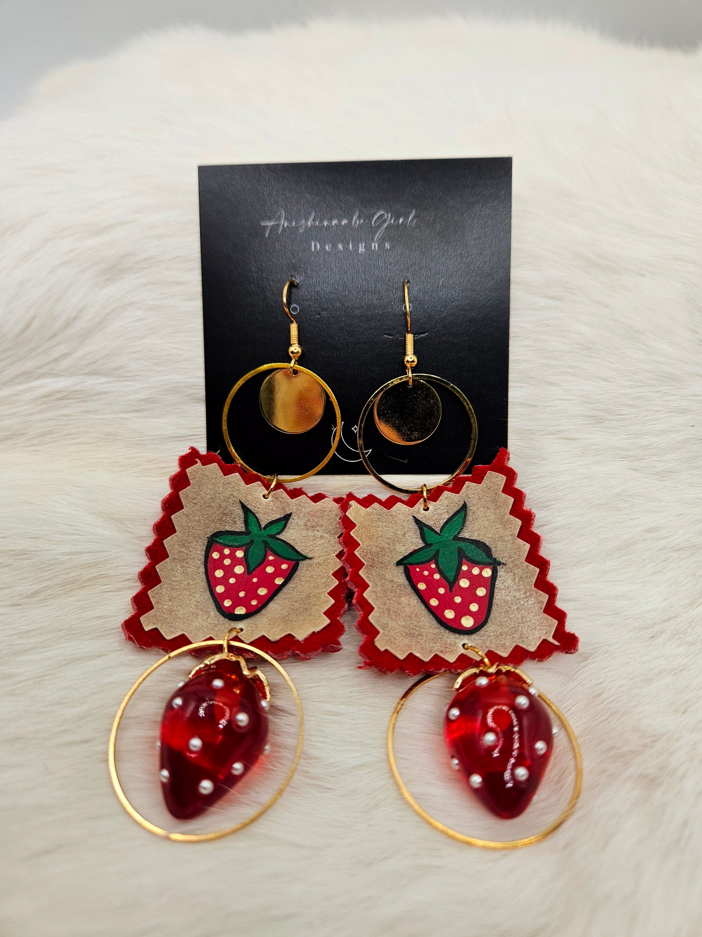 Parfleche Strawberry Painted Earrings