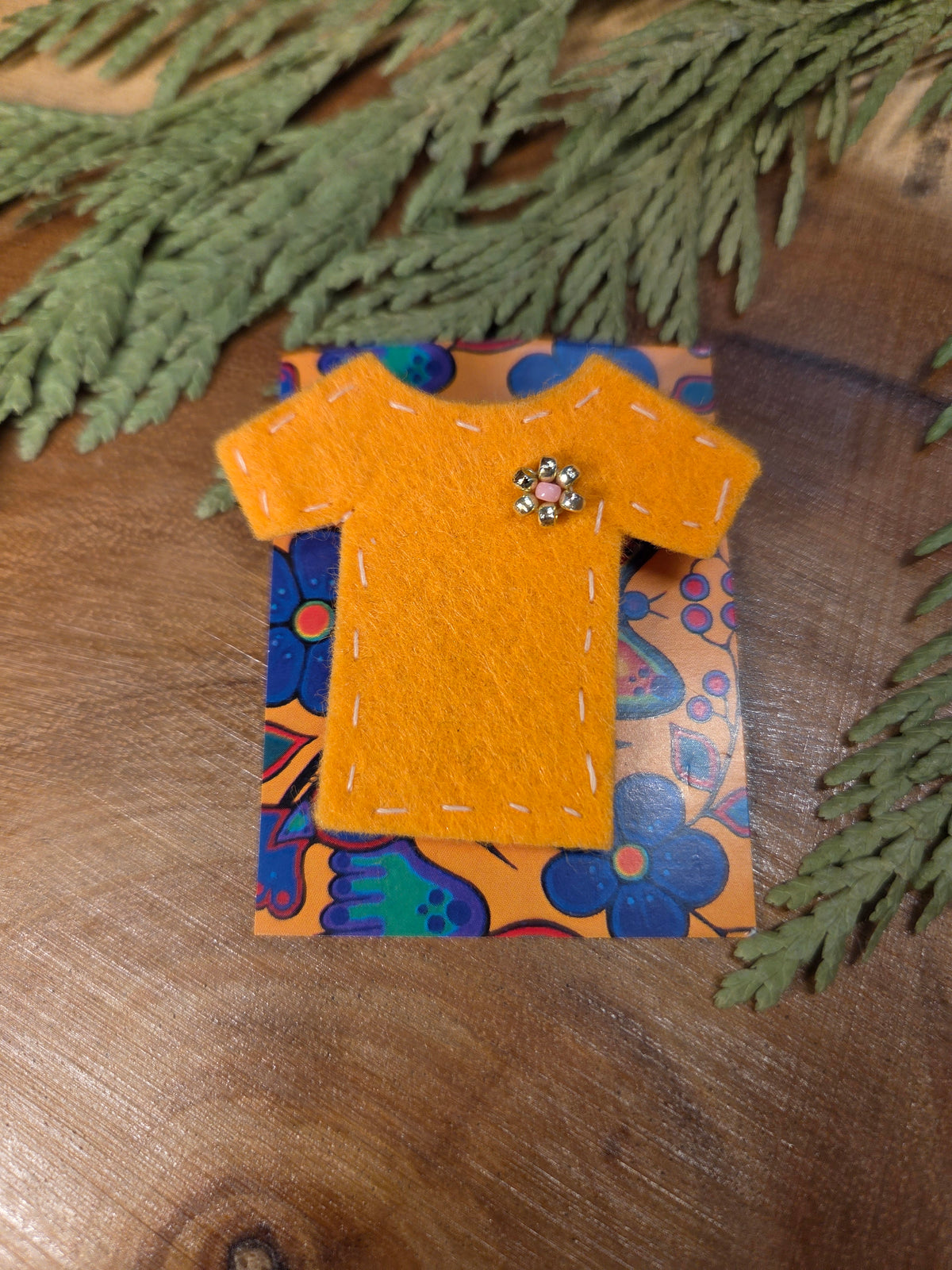 Orange Shirt Pins - Felt Beaded Floral