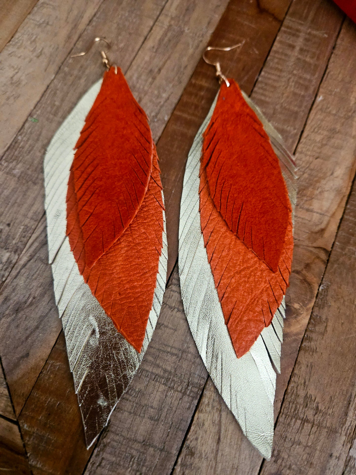 Moosehide Leather Feather Earrings