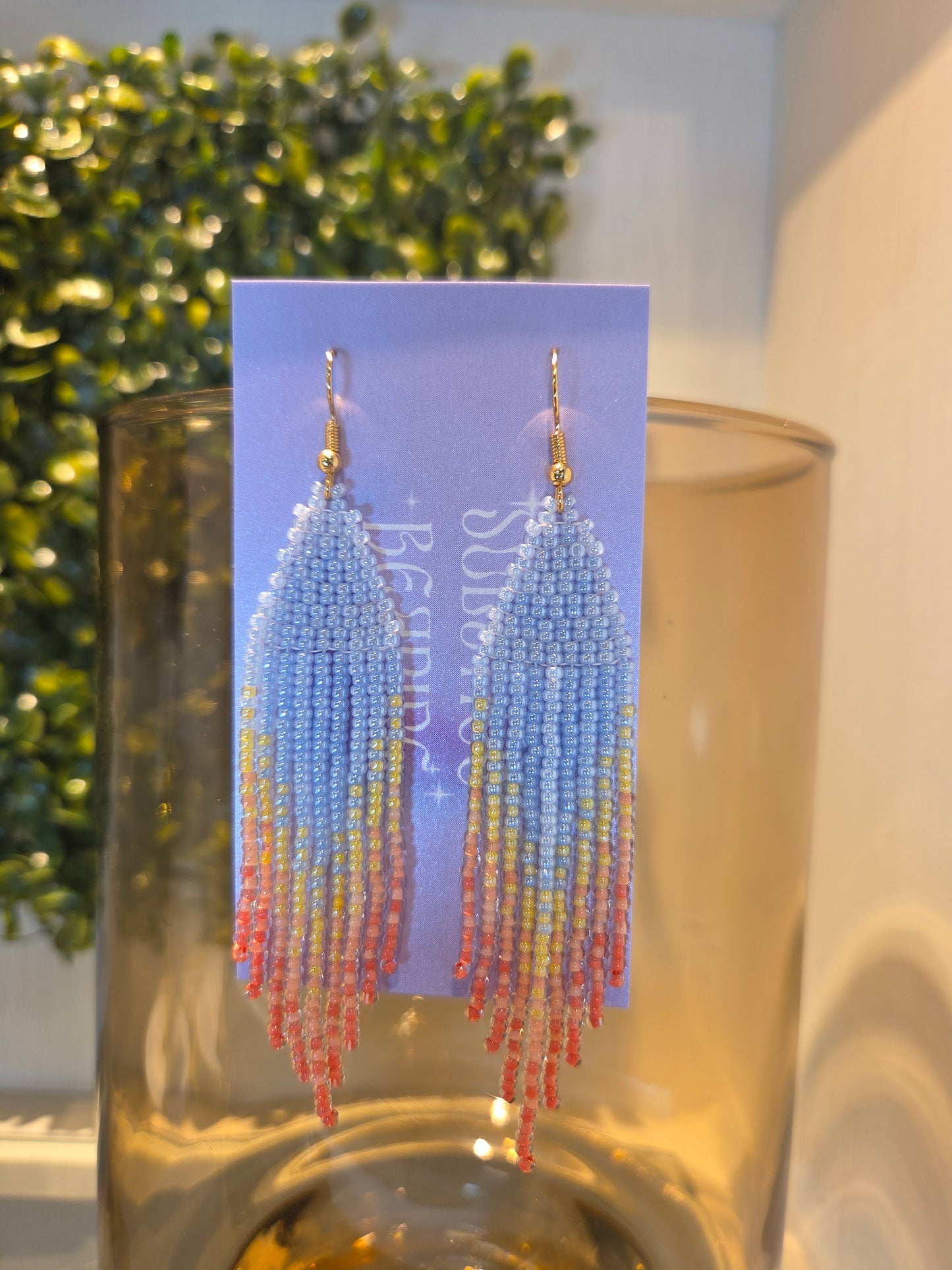 Pastel Sorbet Beaded Fringe Earrings - By Solstice Beading