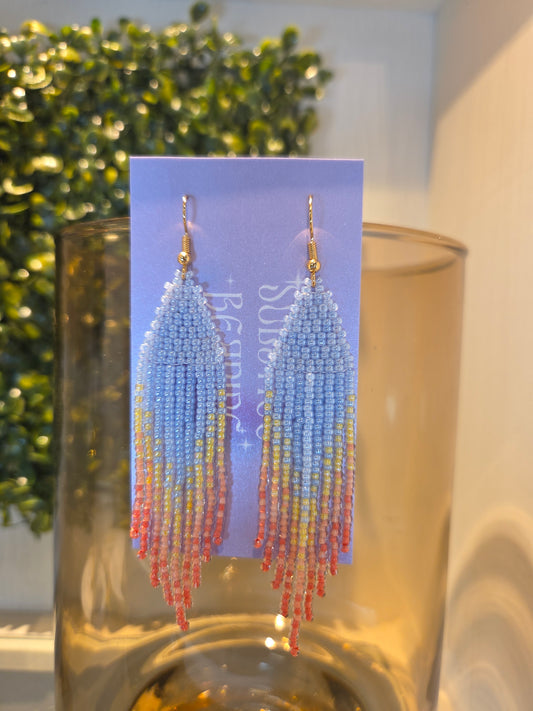 Pastel Sorbet Beaded Fringe Earrings - By Solstice Beading
