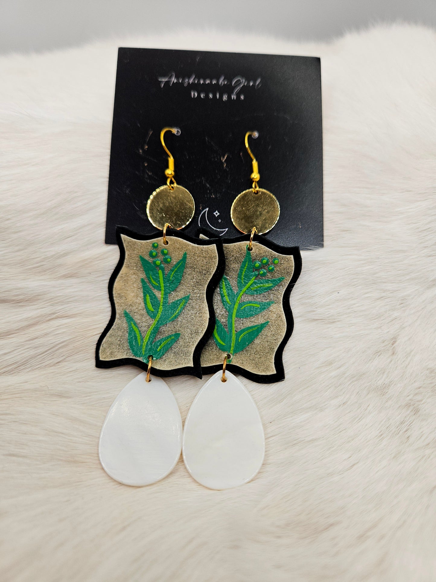 Parfleche Sage Painted Earrings