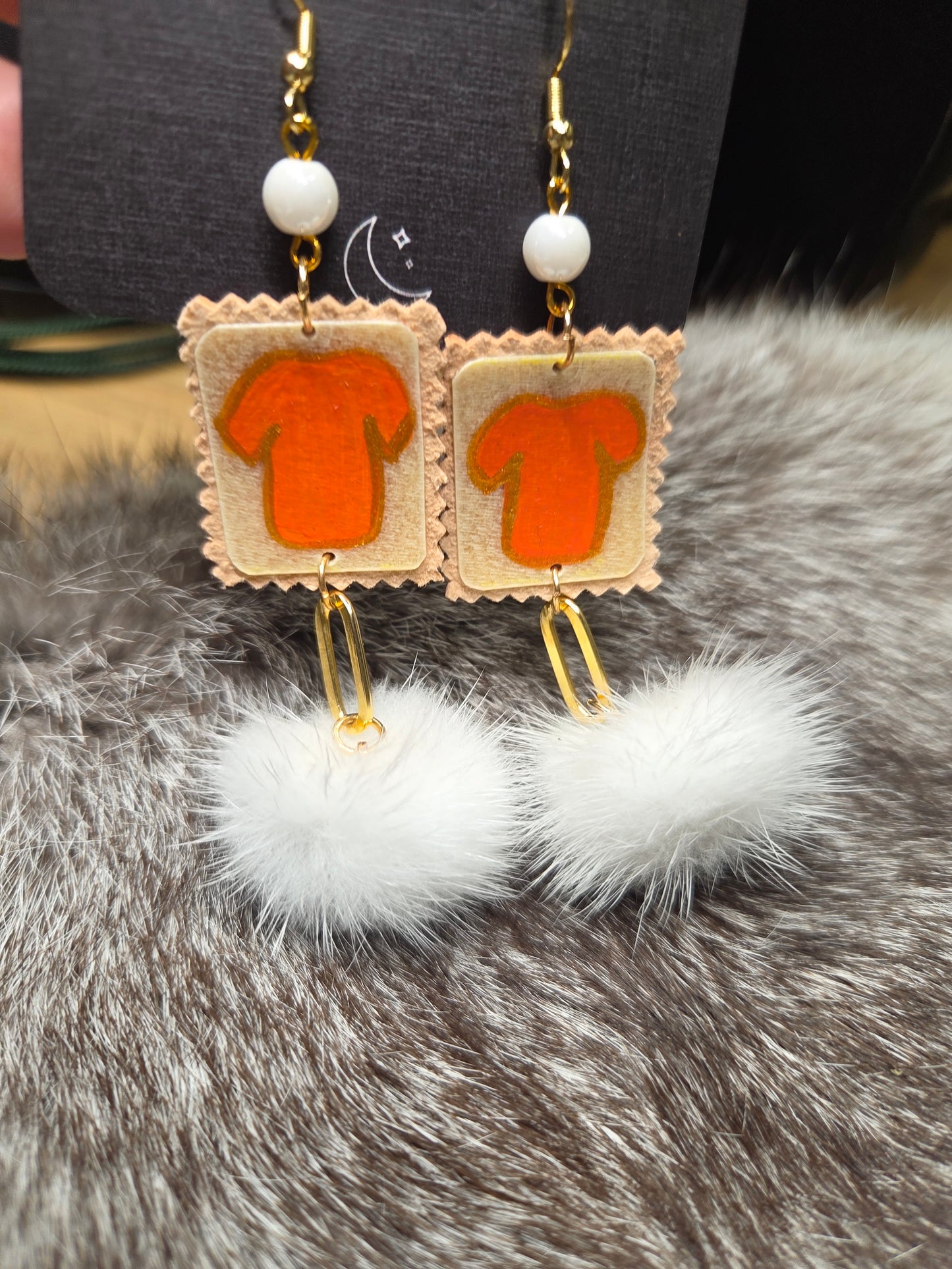 Orange Shirt Parfleche Painted Earrings with mink