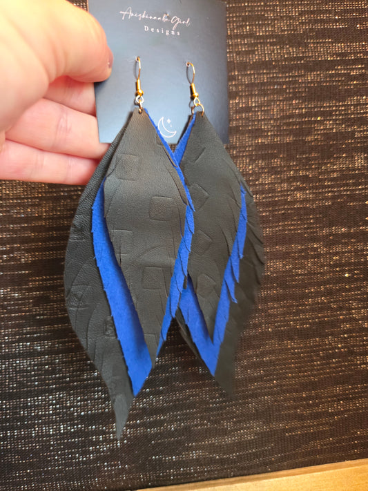 Leather Feather Earrings
