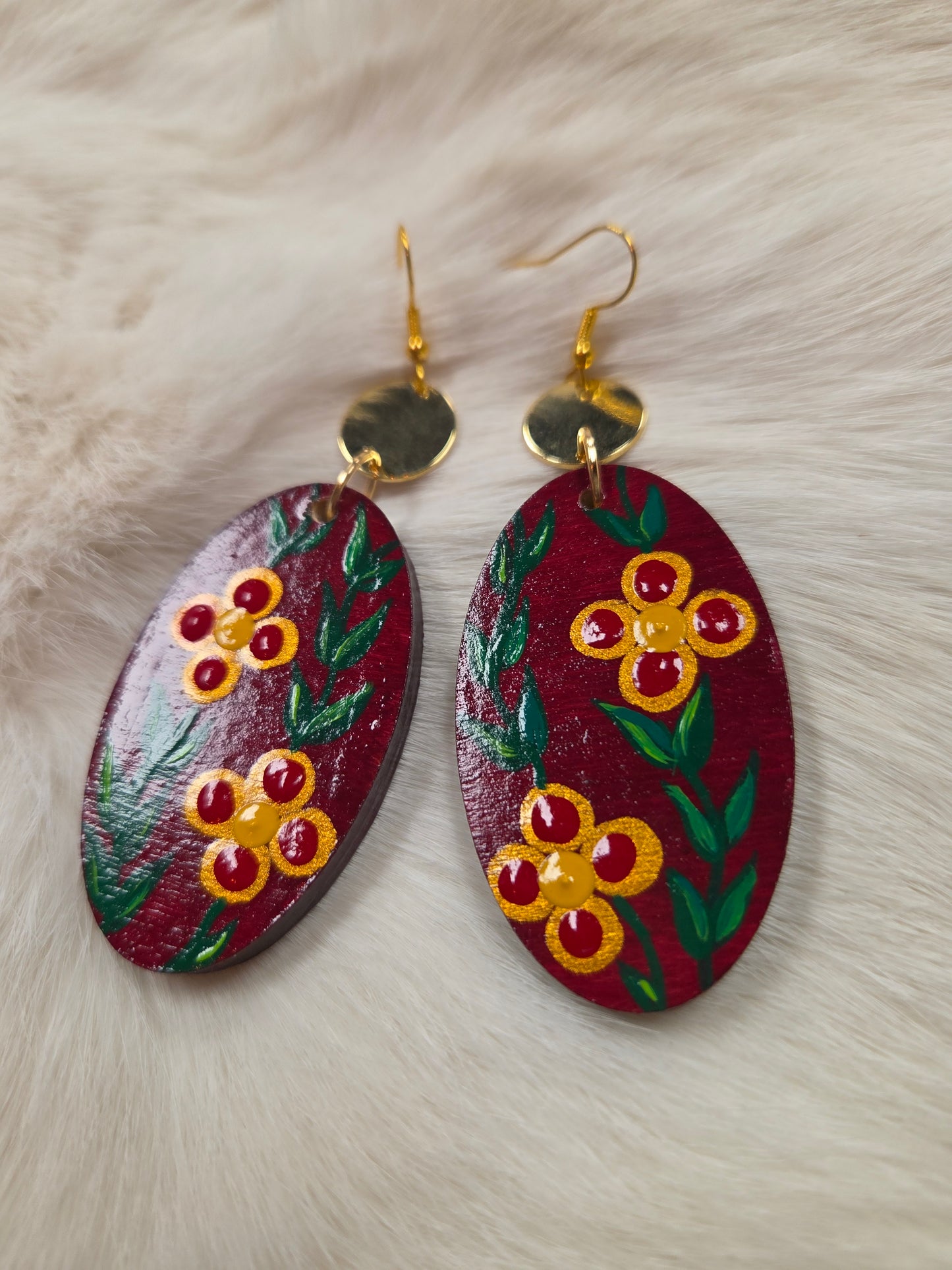 Floral Painted Earrings