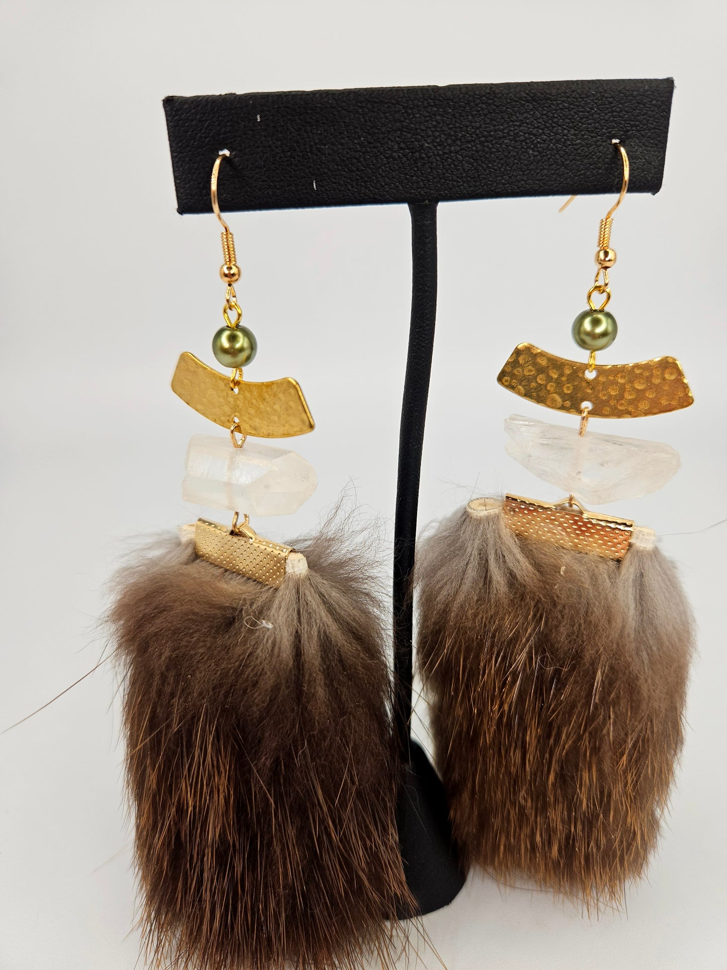 Beaver Fur Drop Earrings