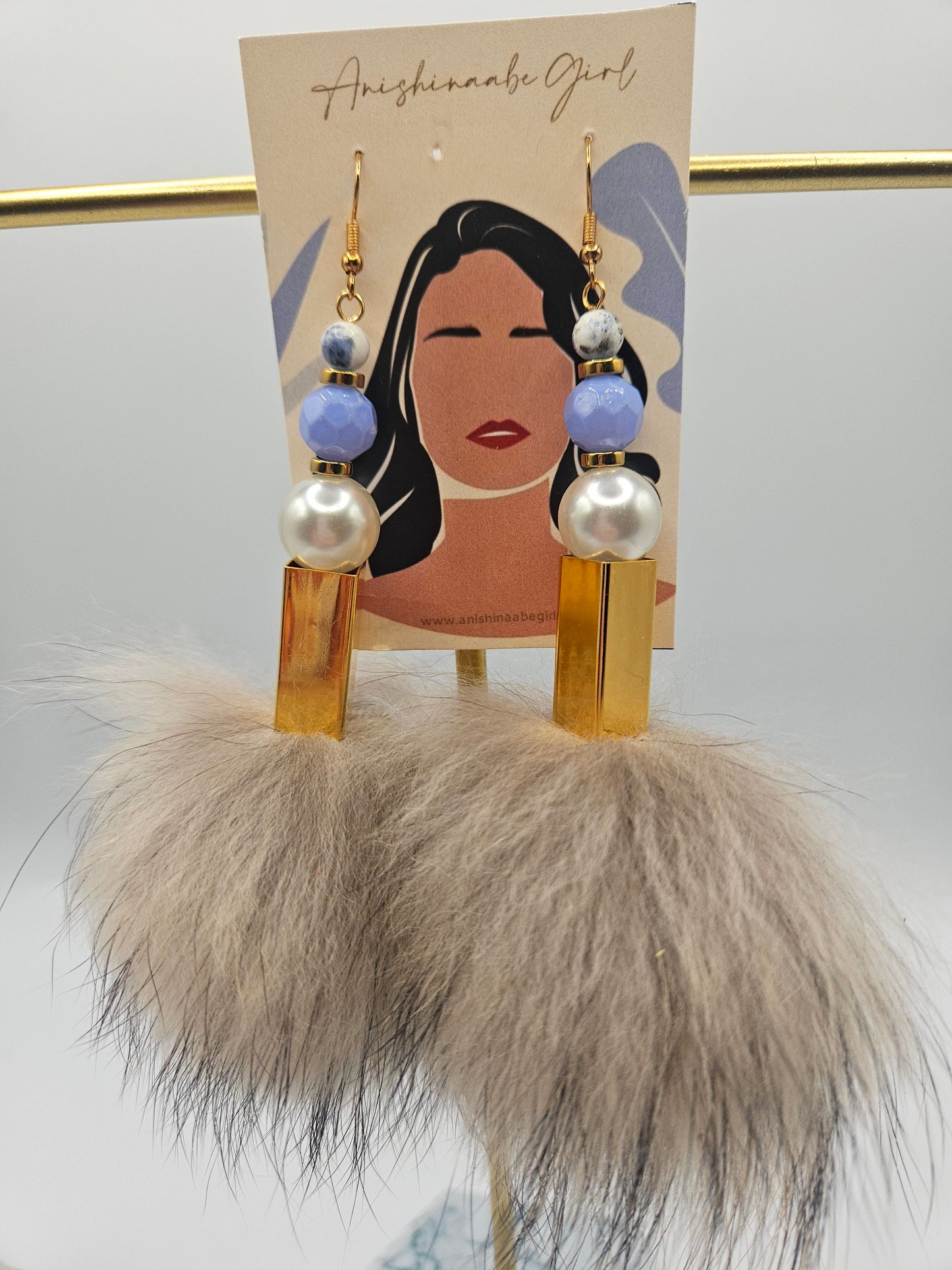 Coyote Fur Pom Drop Earrings