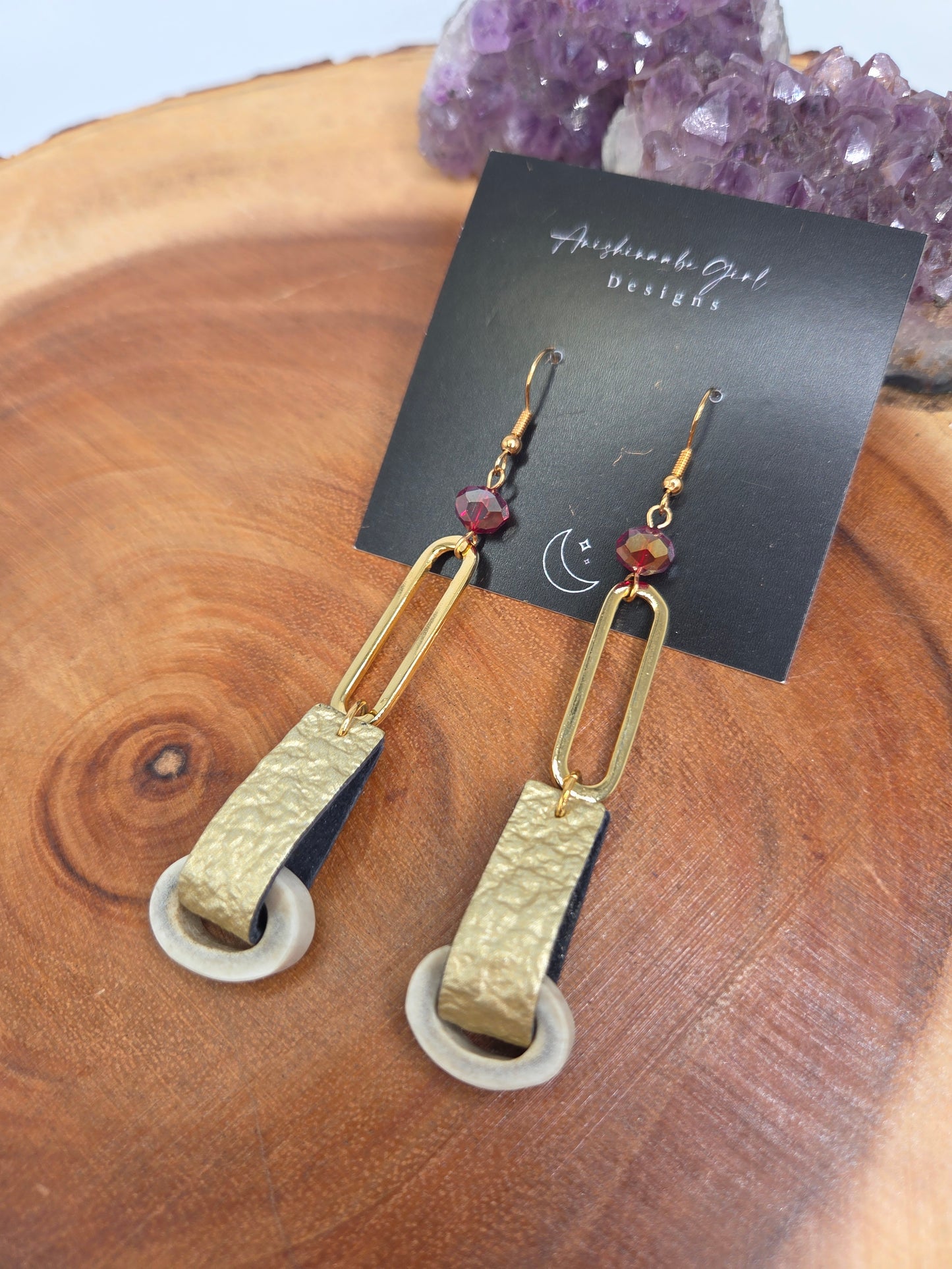 Caribou Antler and Leather Drop Earrings