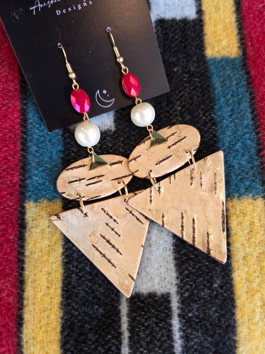 Birchbark geometric earrings