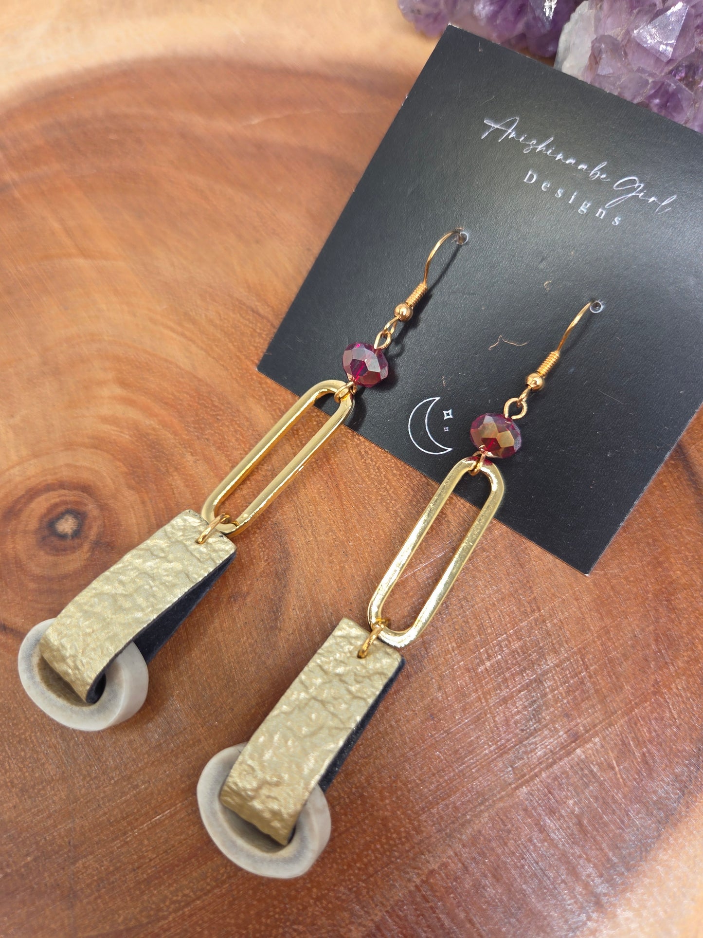 Caribou Antler and Leather Drop Earrings