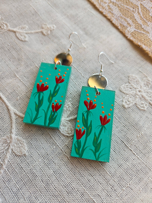 Floral Painted Earrings