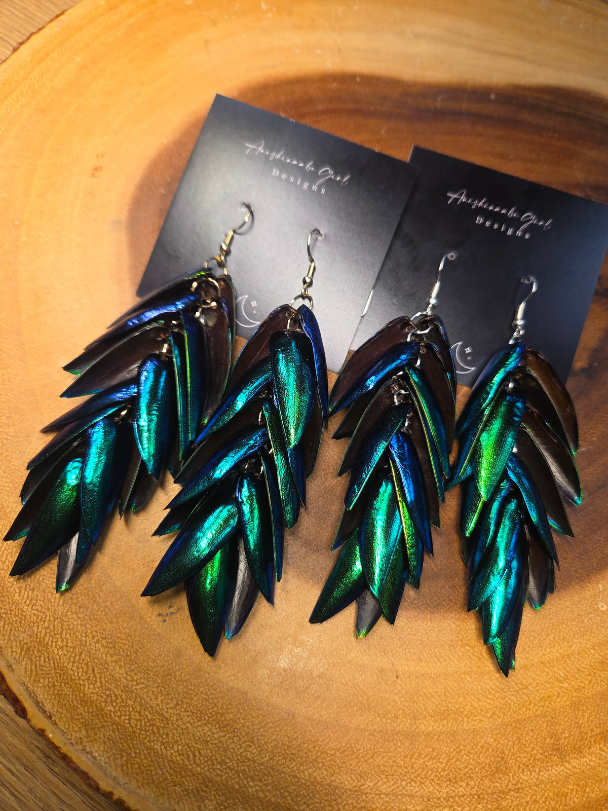 Beetle Wing Earrings - 10 Layer Long