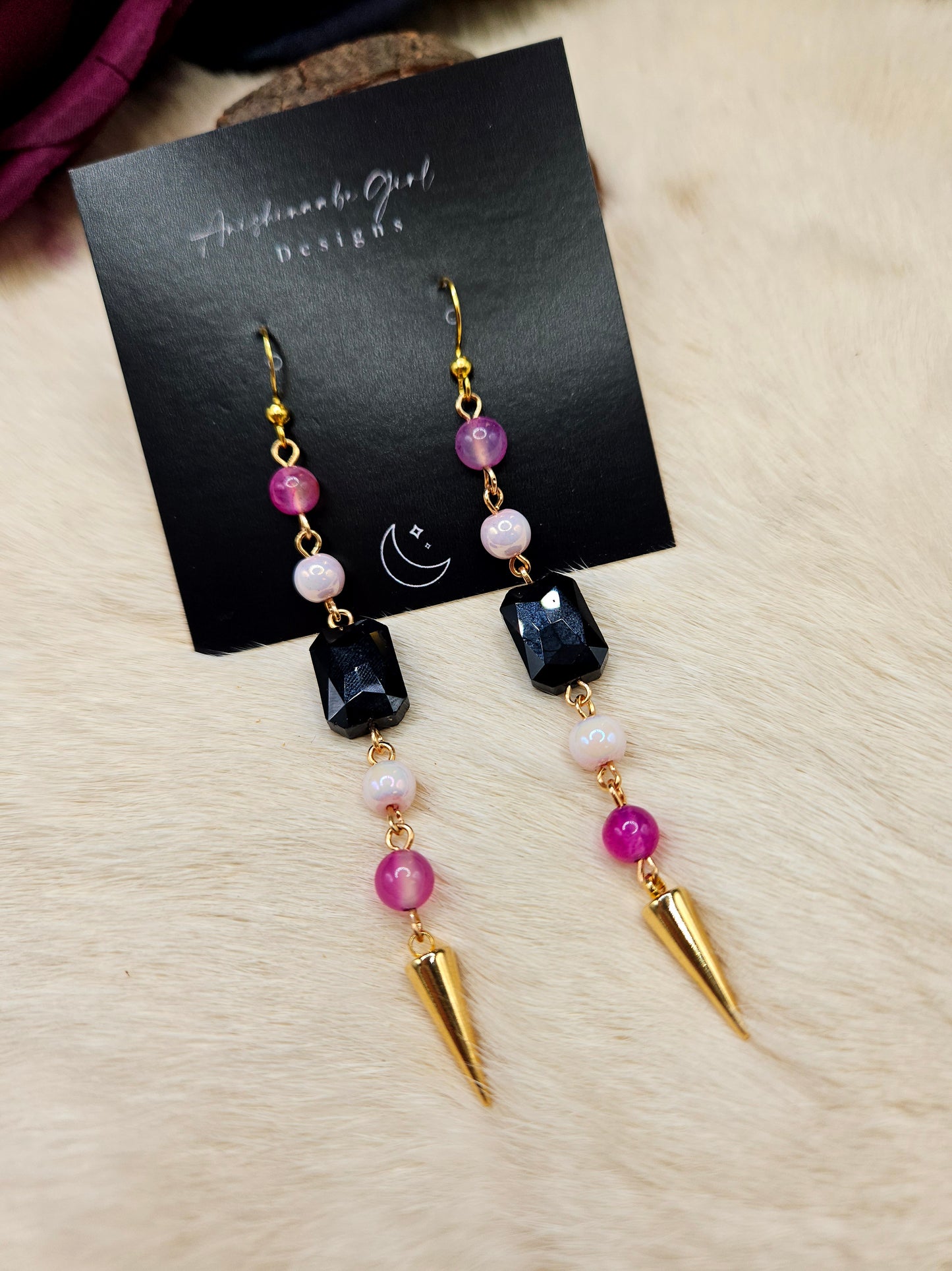 Gemstone Spike Drop Earrings