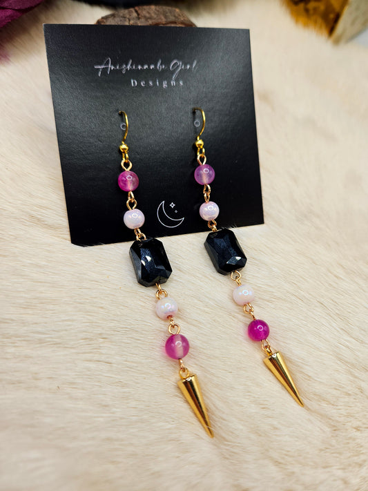 Gemstone Spike Drop Earrings