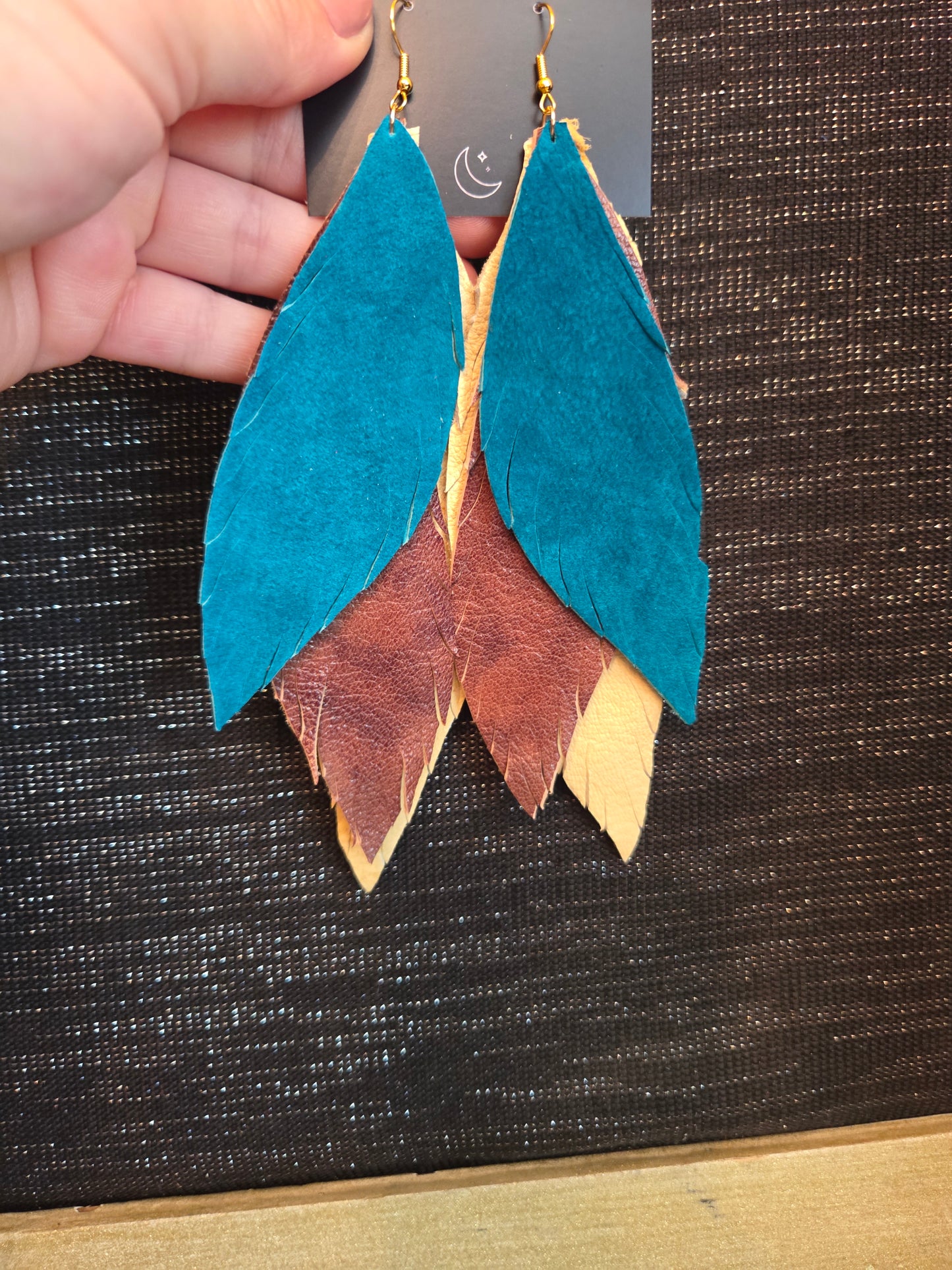 Leather Feather Earrings