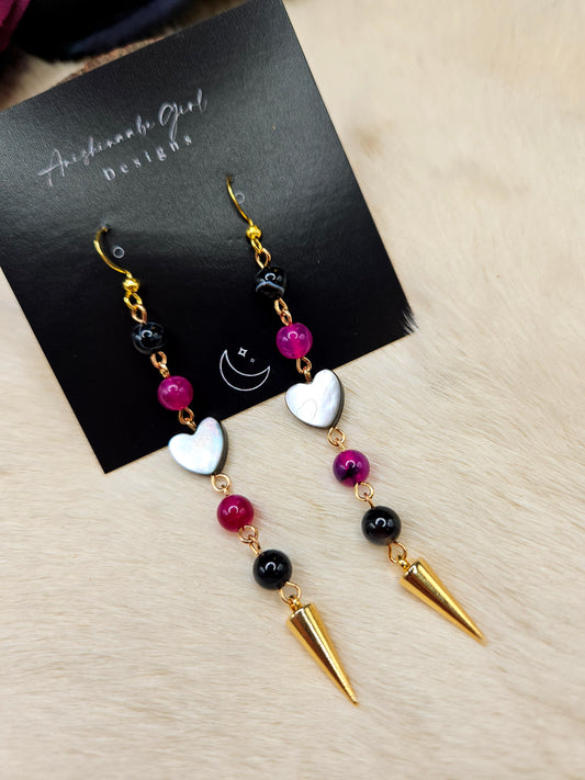 Gemstone Spike Drop Earrings