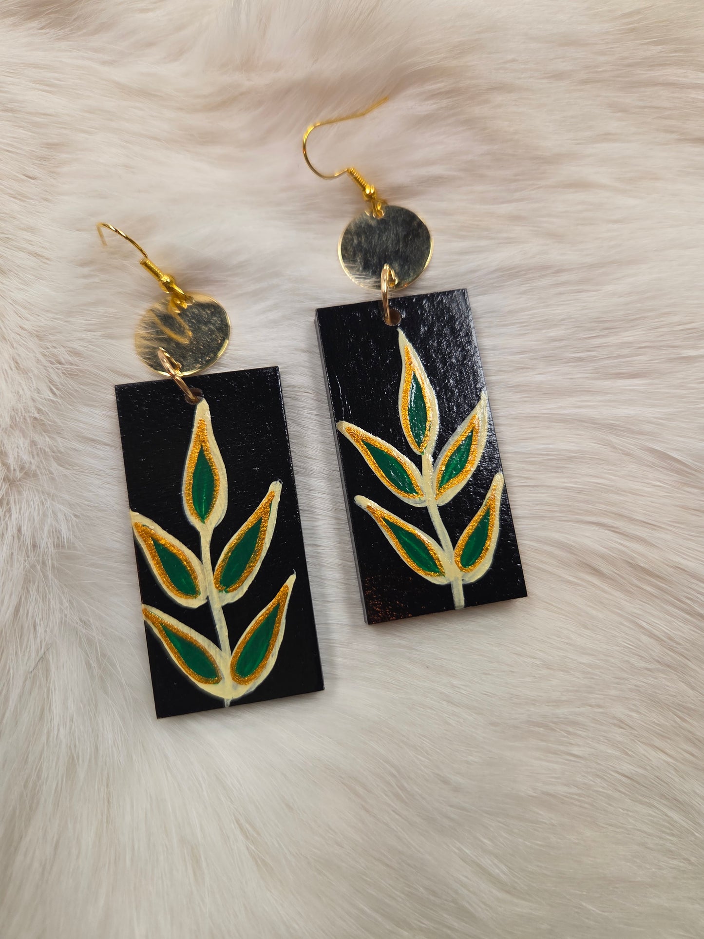 Floral Leaf Painted Earrings