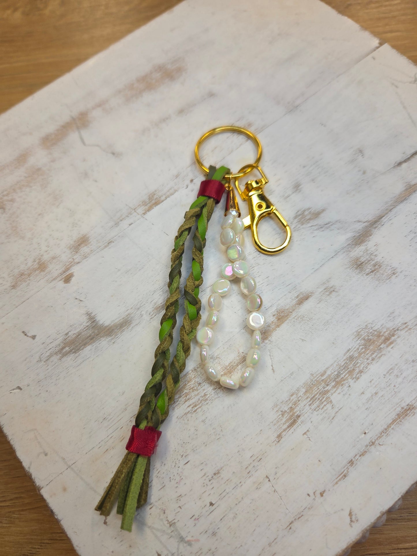 Leather Braided Keychain & Purse Charm by Chel and Bead