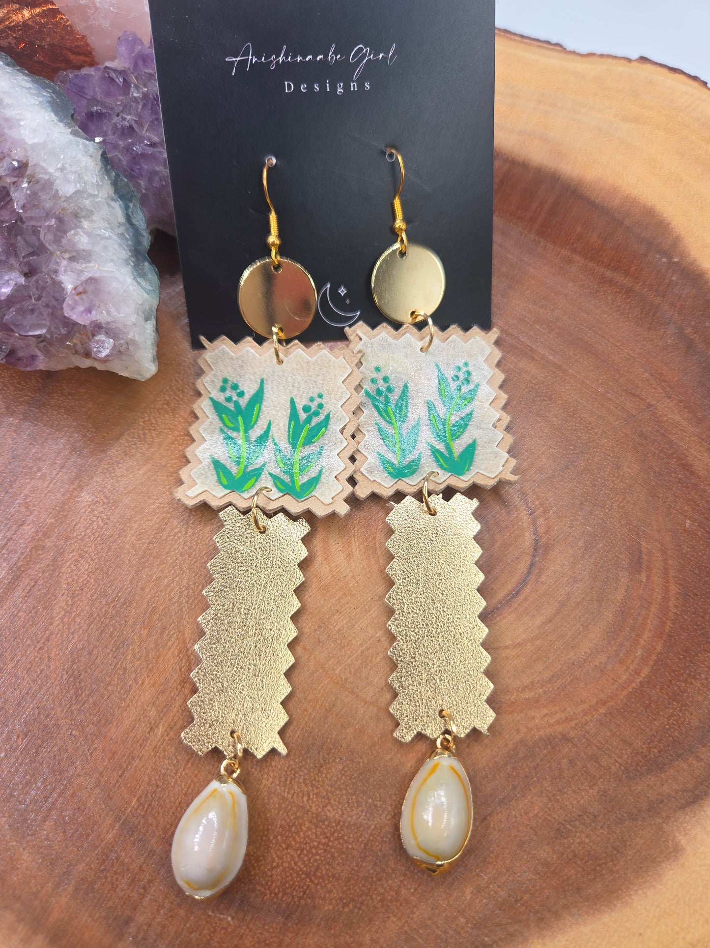 Painted Sage Parfleche Earrings