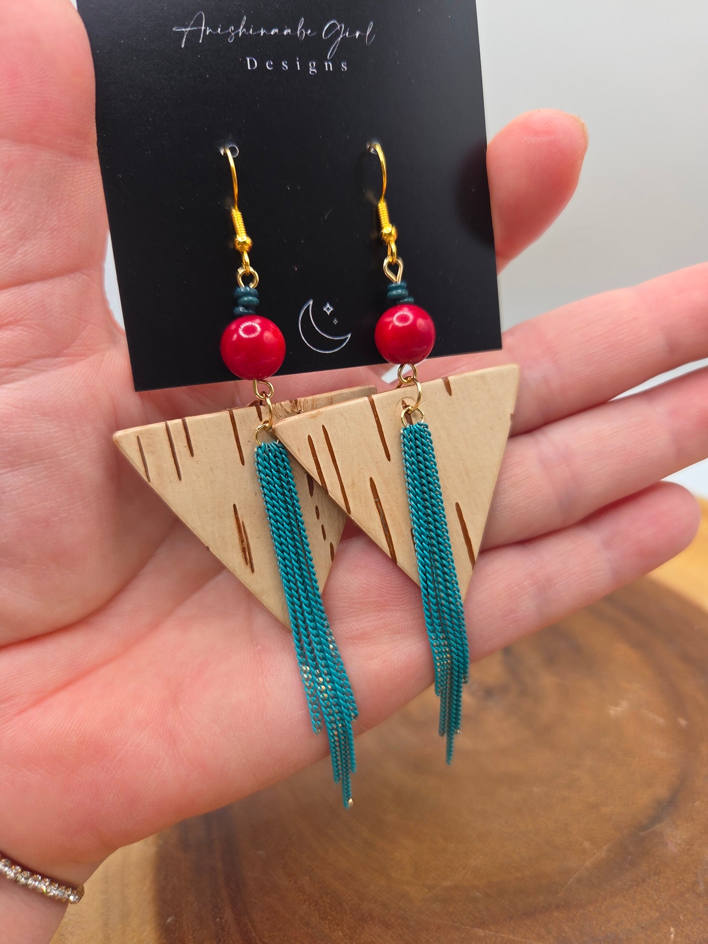 Coral & Birchbark Chandelier Dangles