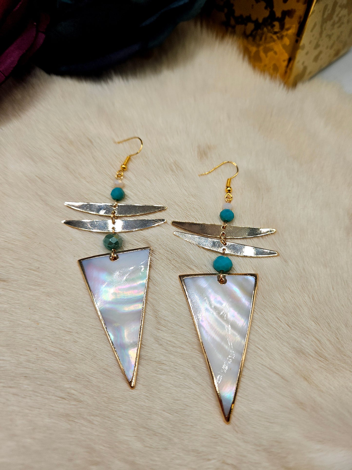 Geometric Shell Drop Earrings