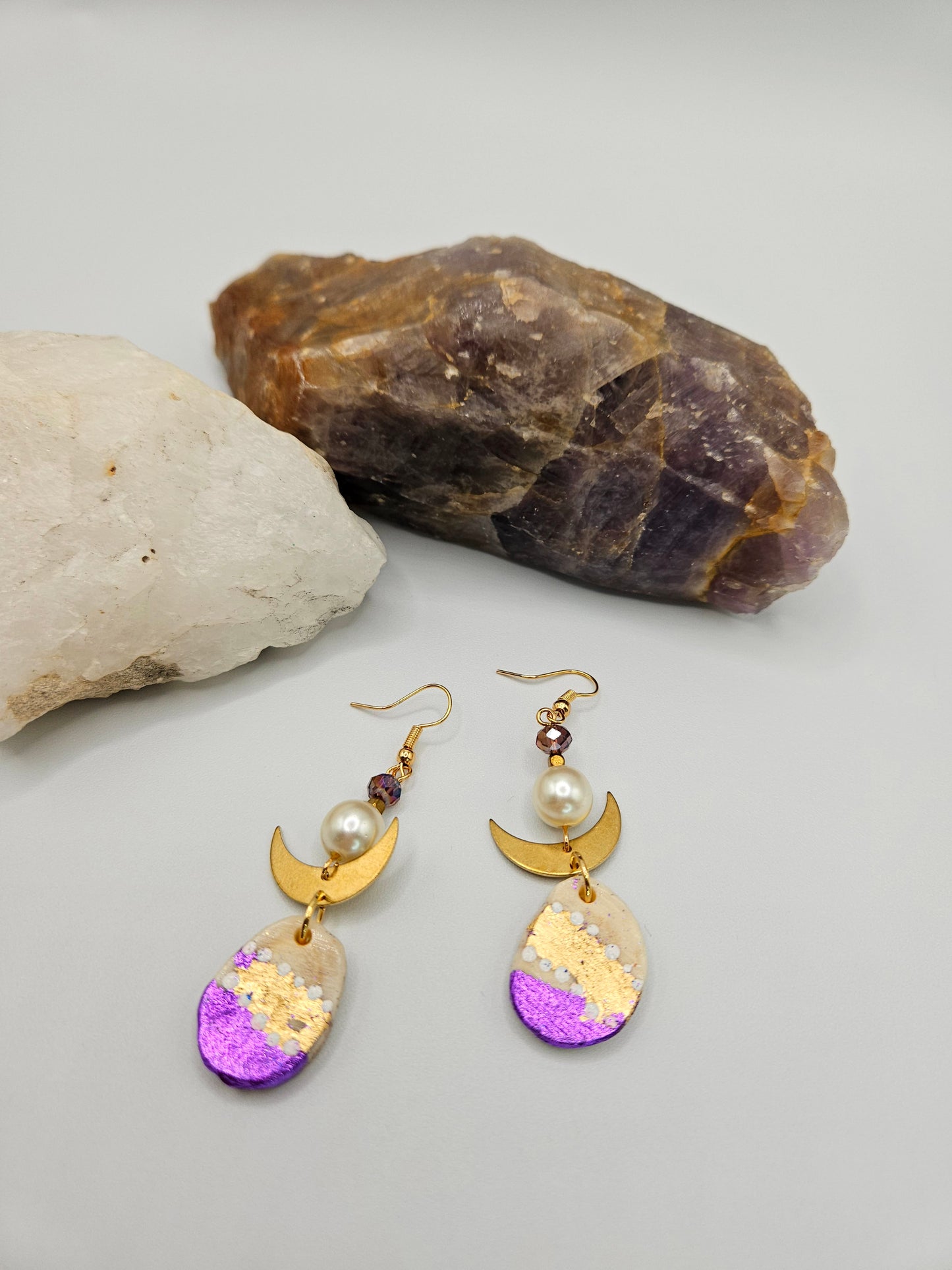 Antler Purple and Gold Earrings