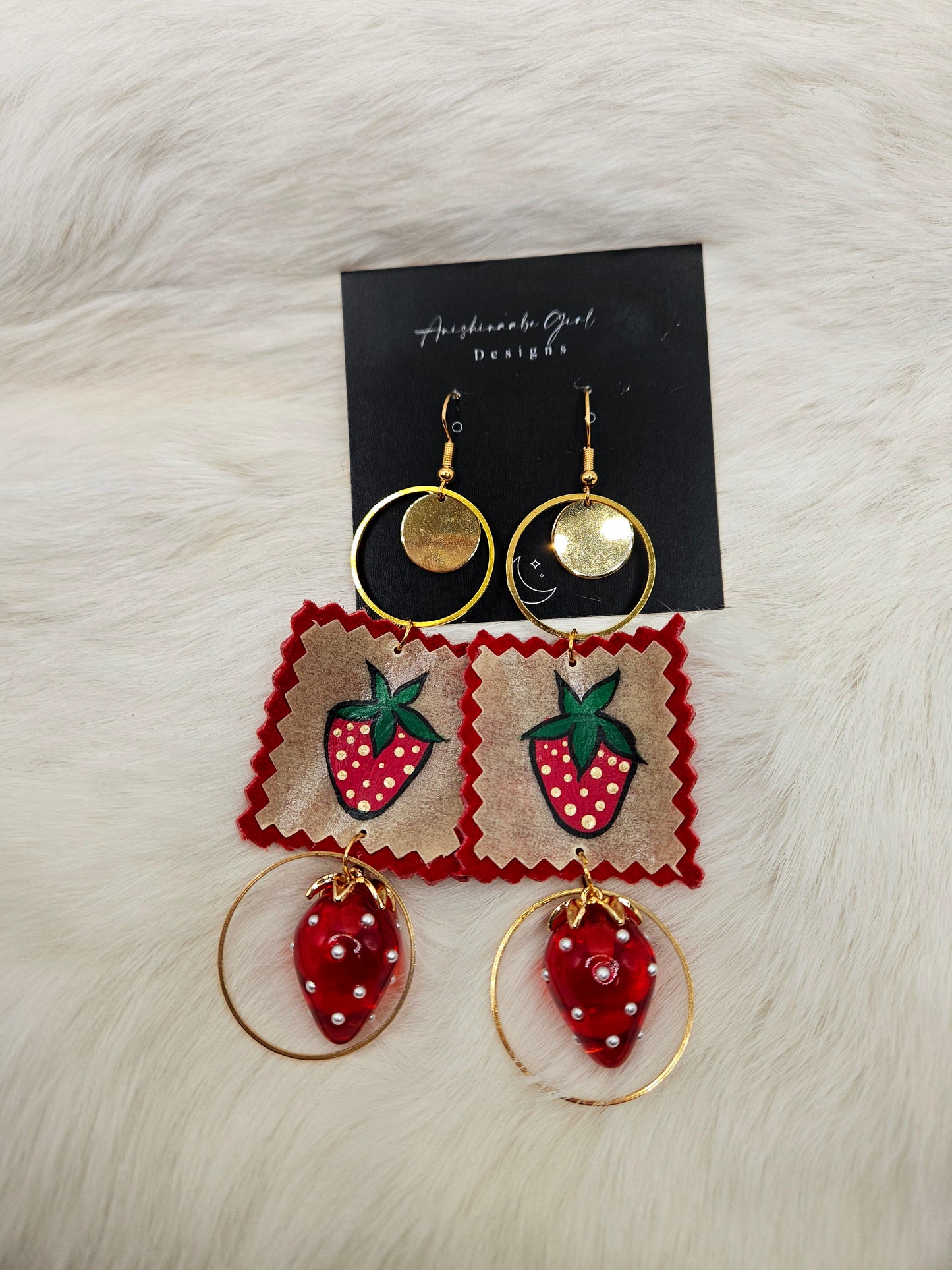 Parfleche Strawberry Painted Earrings