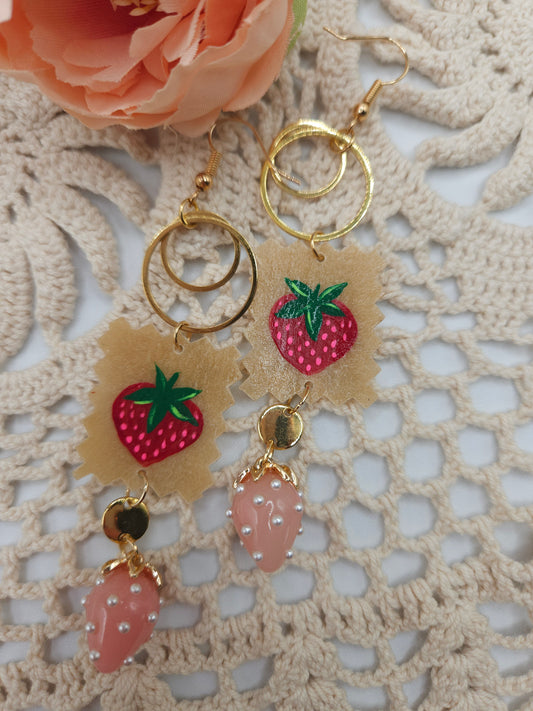 Parfleche Strawberry Painted Earrings