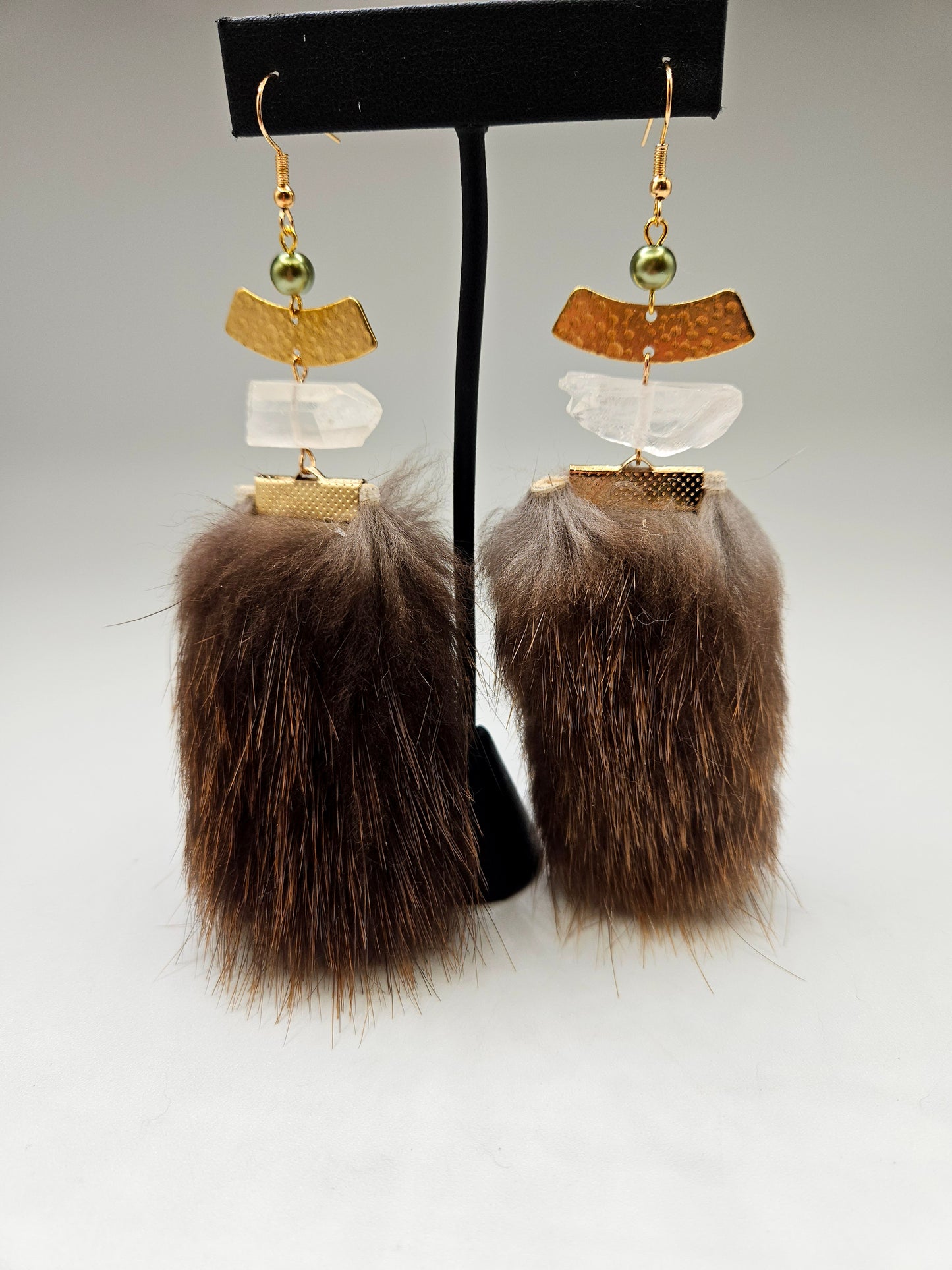 Beaver Fur Drop Earrings