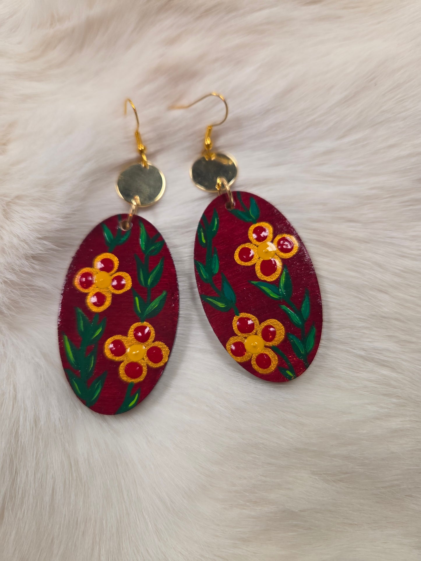 Floral Painted Earrings