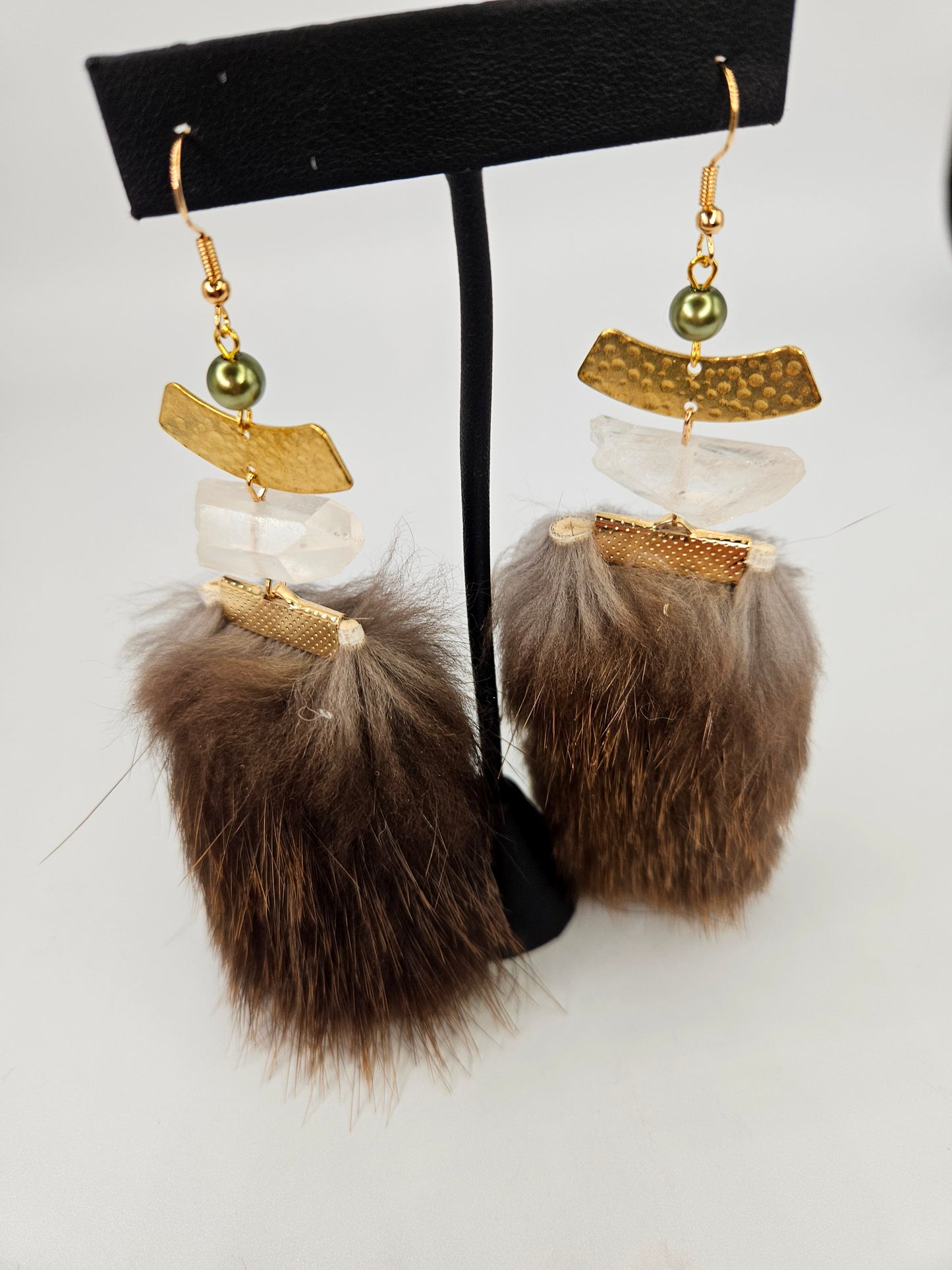 Beaver Fur Drop Earrings