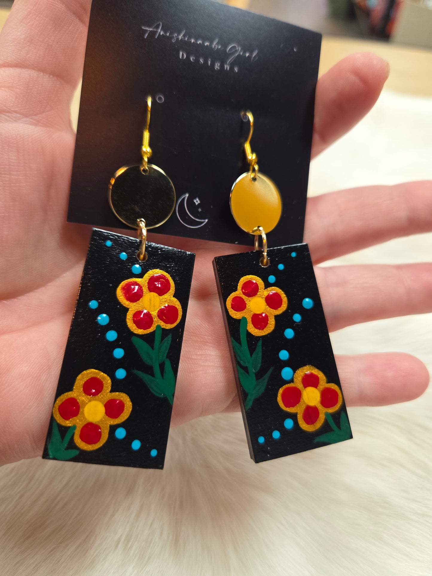 Floral Painted Earrings