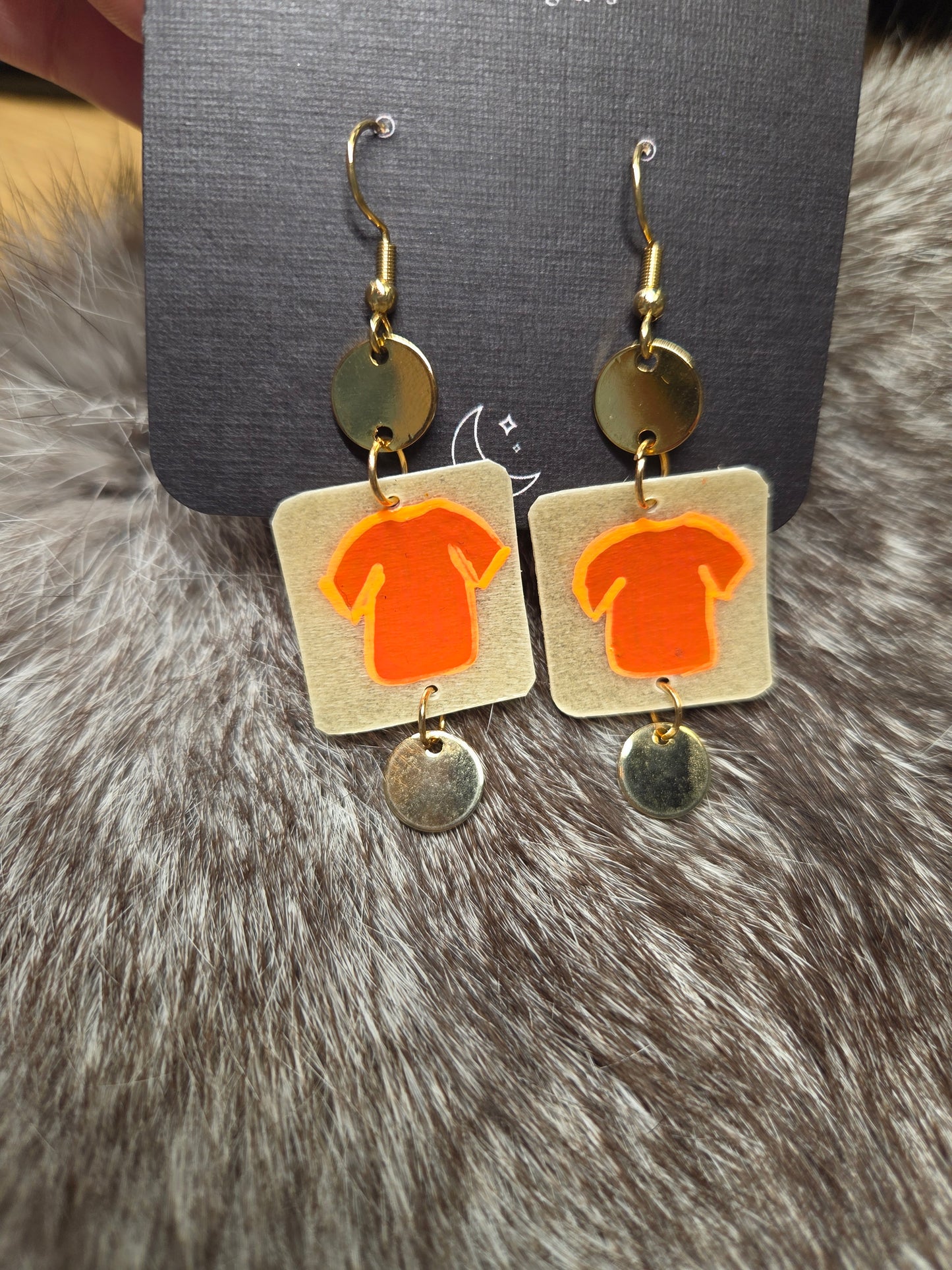 Orange Shirt Parfleche Painted Earrings