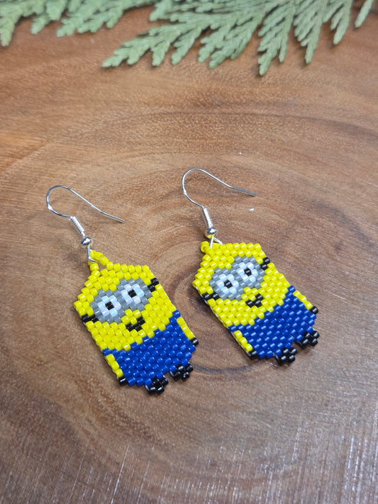 Minion Beaded Earrings by Blending Beadz