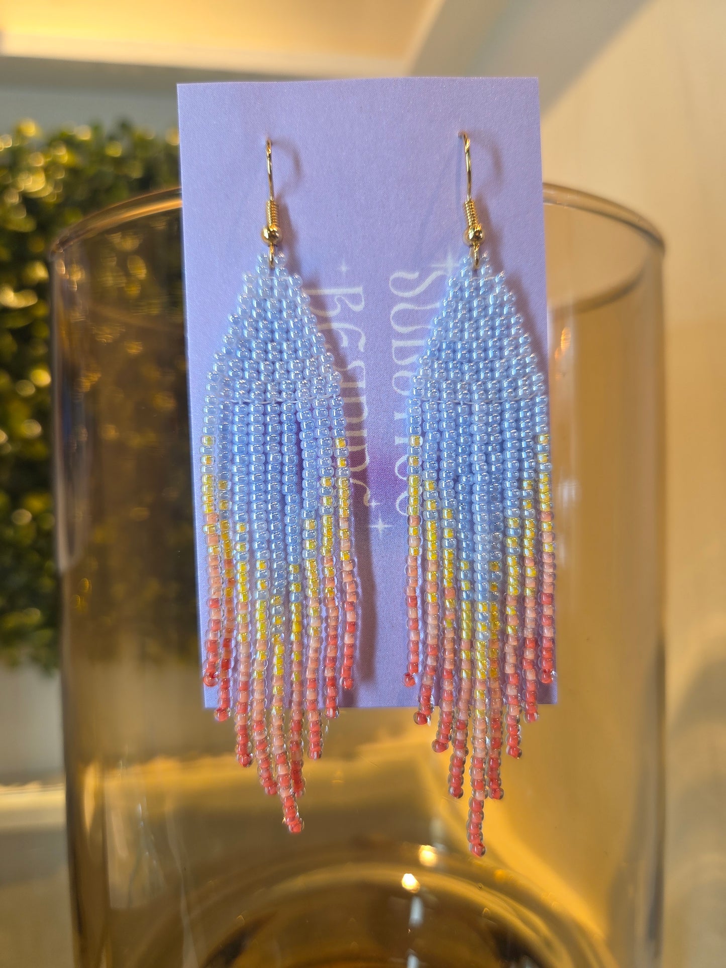 Pastel Sorbet Beaded Fringe Earrings - By Solstice Beading