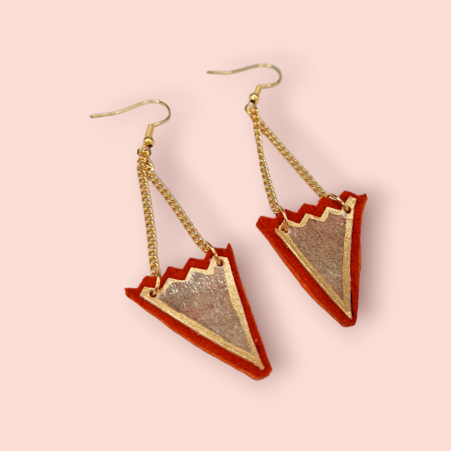 Moosehide Geometric Painted Rawhide Parfleche Earrings