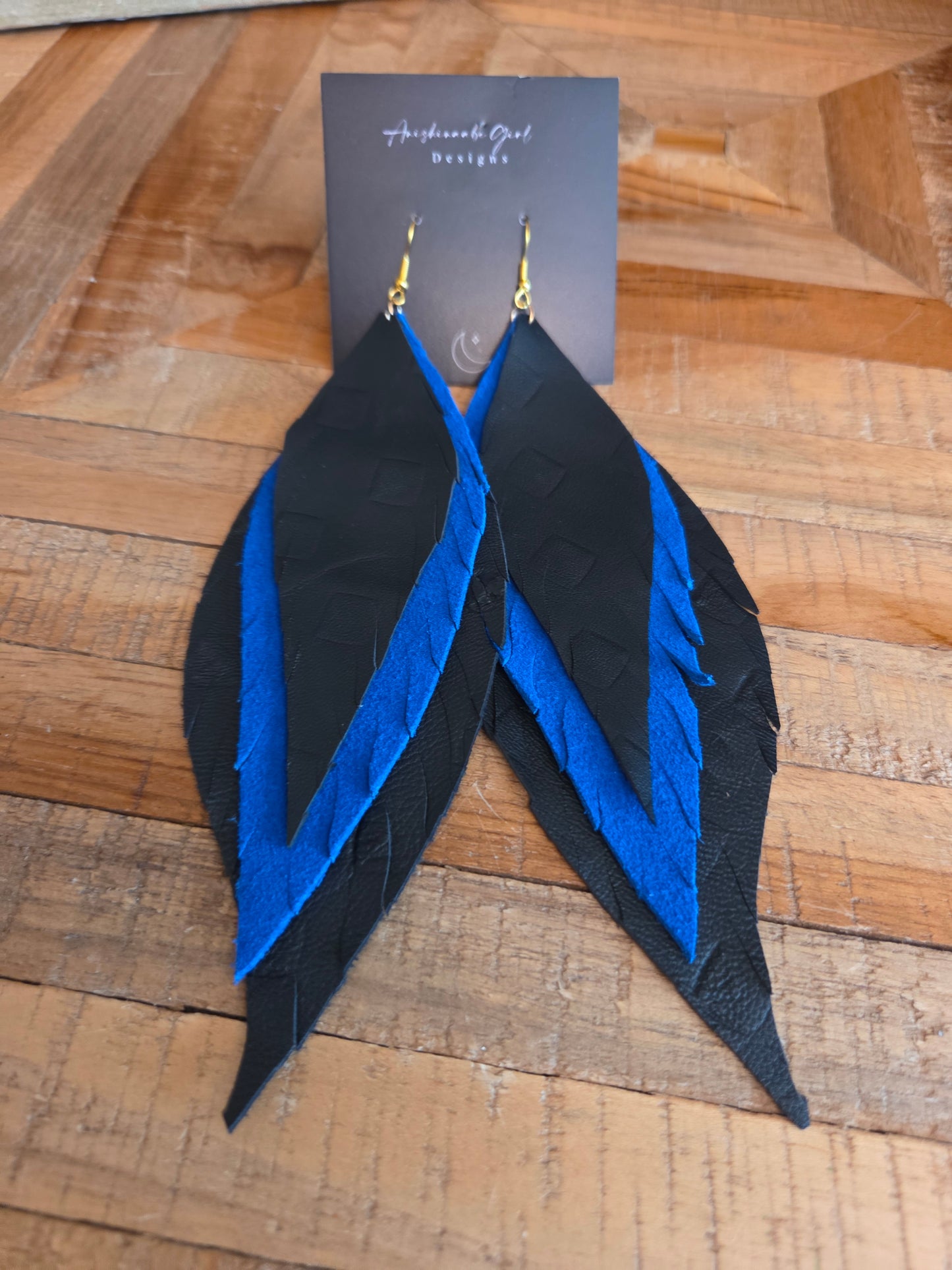 Leather Feather Earrings