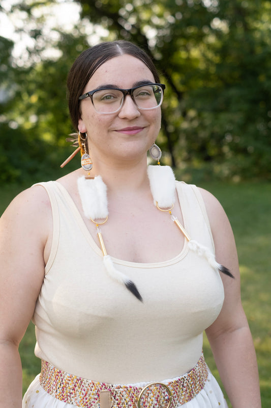 Weasel and Antler Statement Earrings